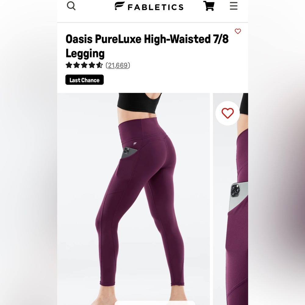 Fabletics Pureluxe leggings size Small